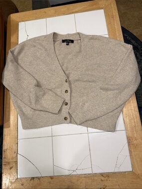 Love Tree Cream Button-Front V-Neck Cardigan